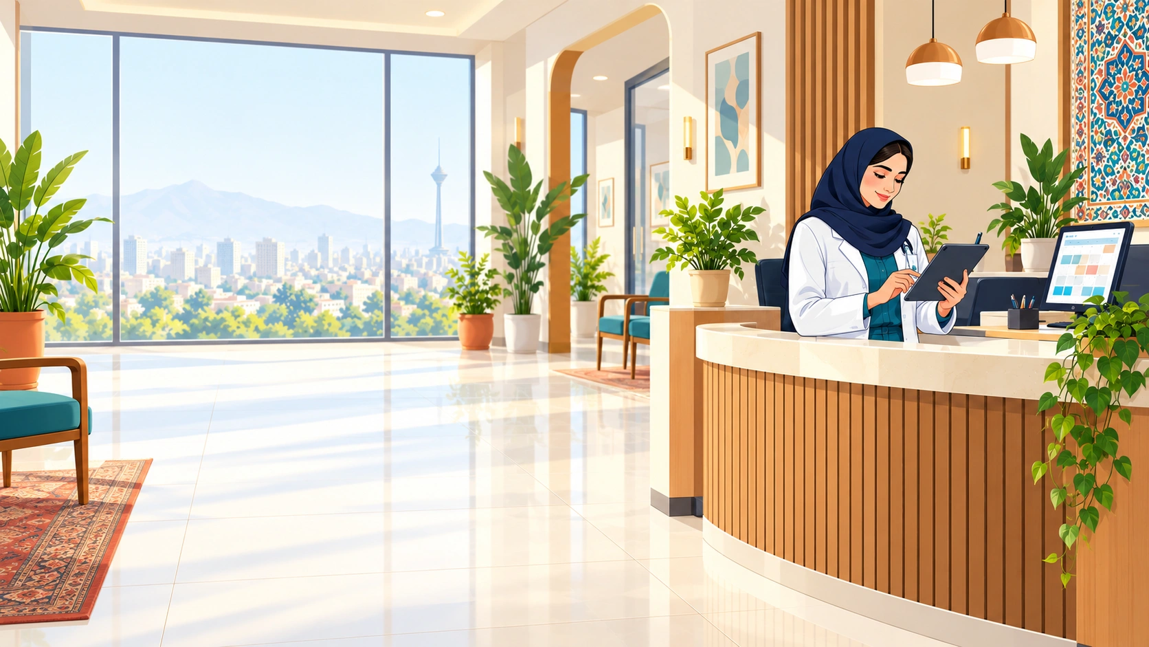 کار با اپ مدیریت مطب روی تبلت