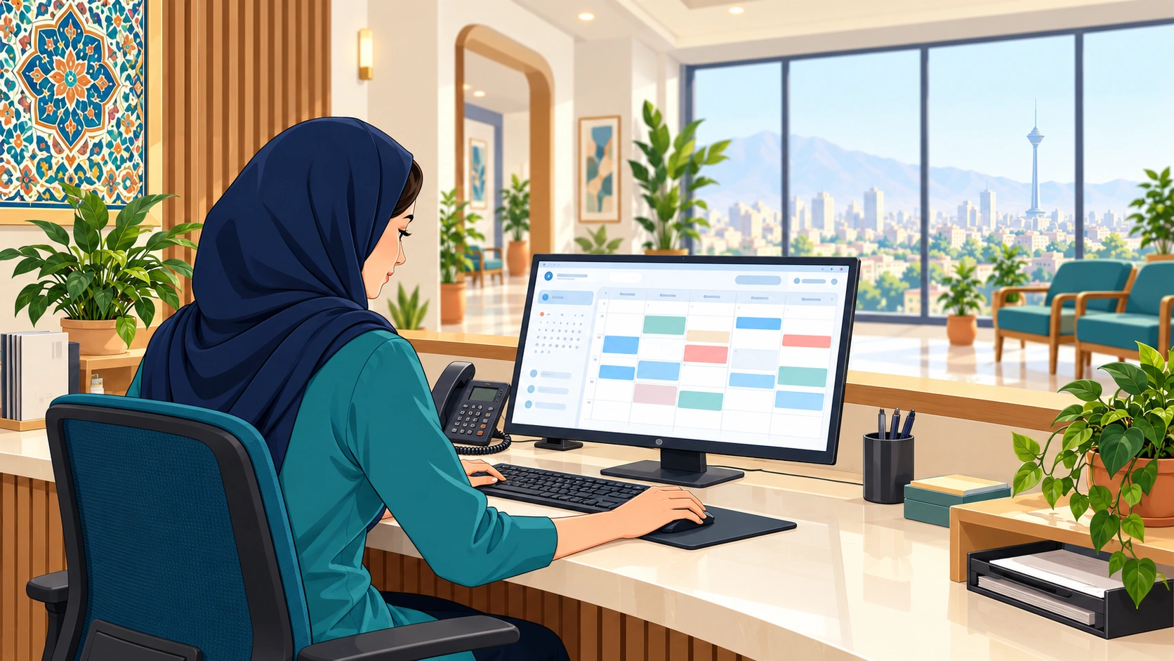 میز پذیرش روشن یک مرکز درمانی