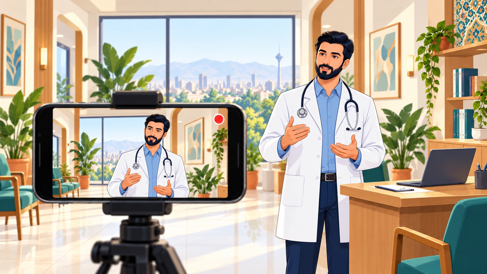 پست شبکه اجتماعی یک مطب روی گوشی