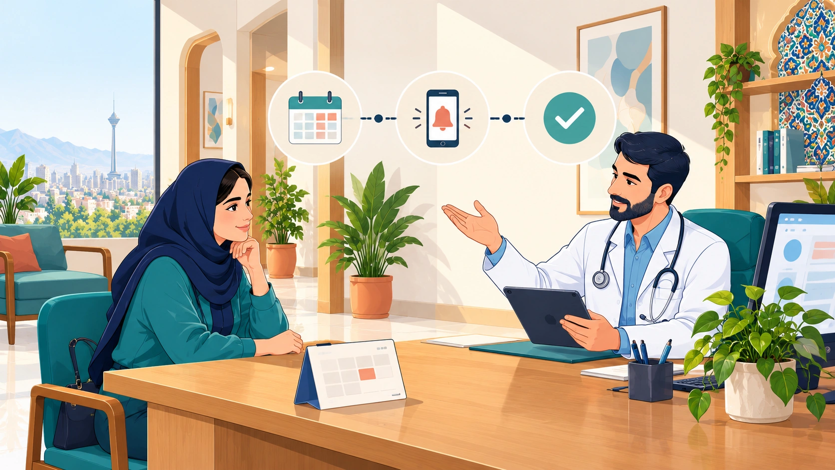 پزشک در حال نوشتن روی تخته‌شاسی
